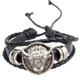 Vintage Buffalo Head Antique Leather Bracelet
