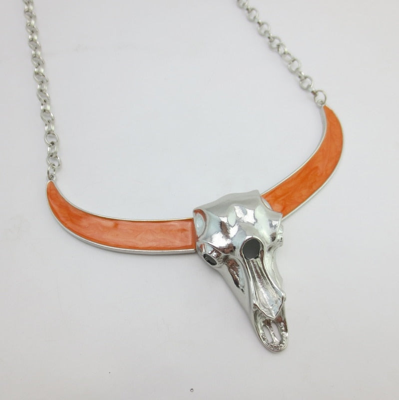 Metal Bull Skull Horn Choker Necklaces