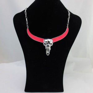 Metal Bull Skull Horn Choker Necklaces
